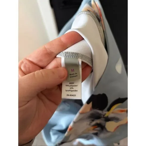 Athleta Paradise Floral Chaturanga High-Waisted Leggings Light Blue Size M - Picture 5 of 7